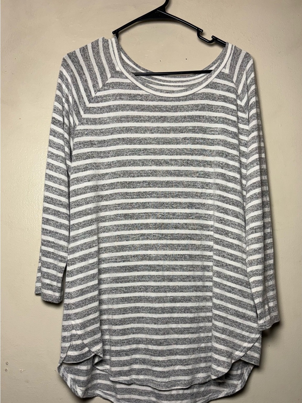 Sonoma Gray and White Striped Long Sleeve Tee